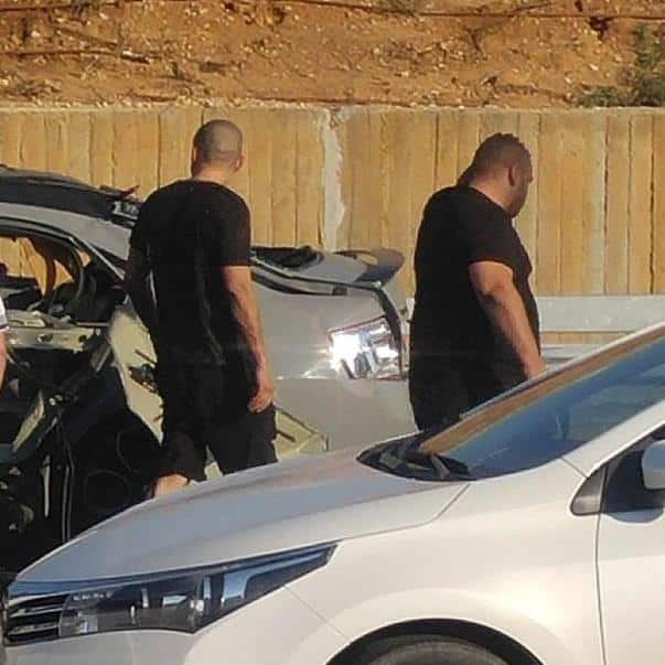 אולג קובליוב ואשר לוי רגעים ספורים אחרי הפיצוץ
