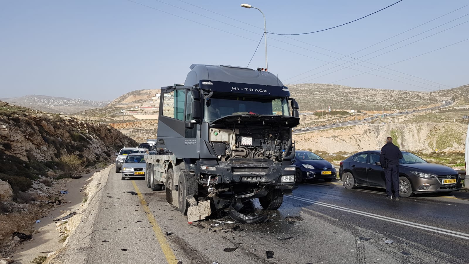 המשאית לאחר התאונה