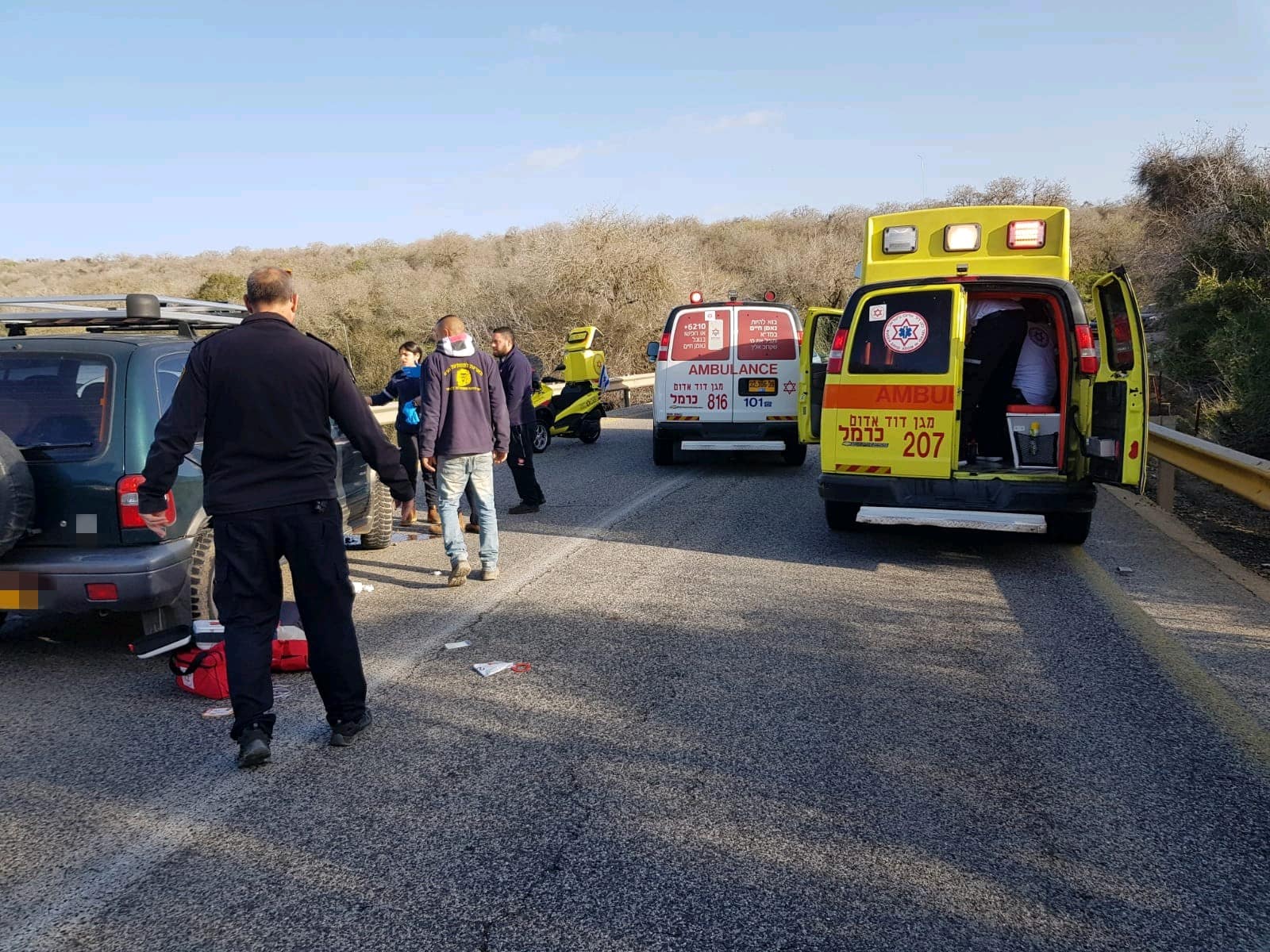 זירת התאונה (צילום: תיעוד מבצעי מד"א)