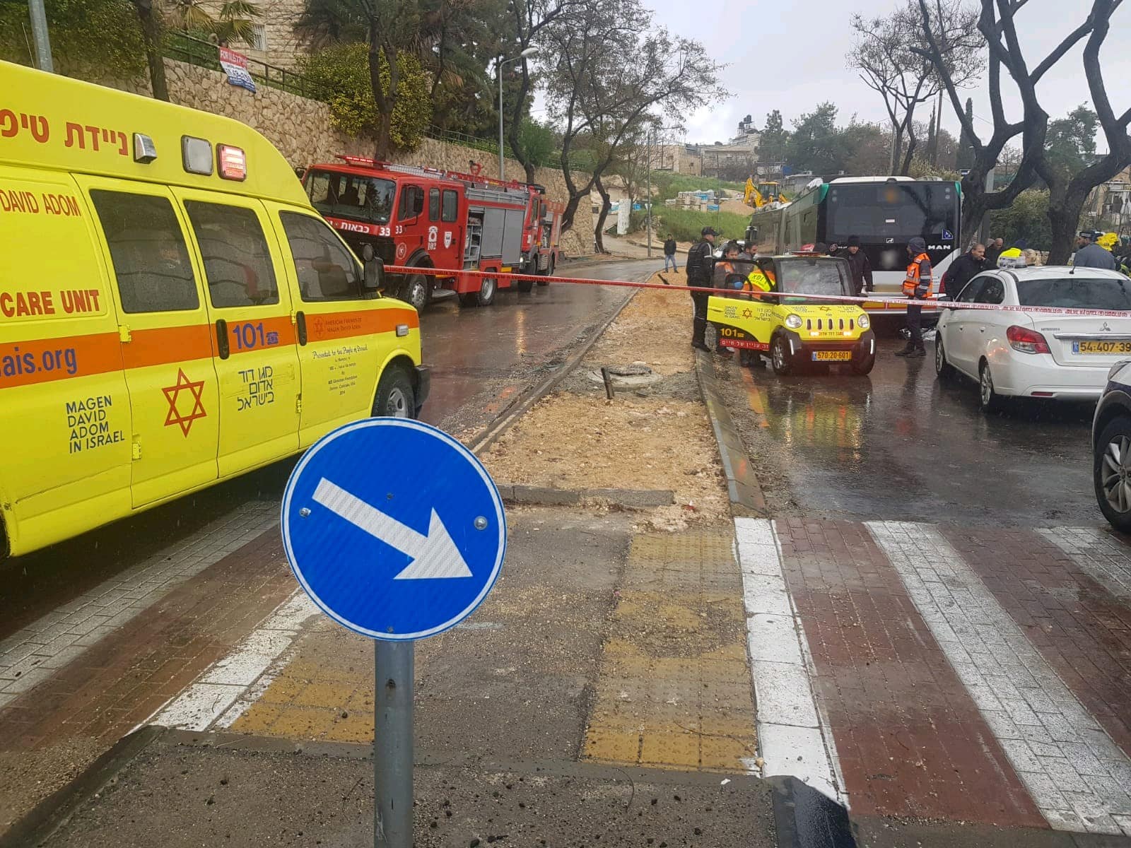 הנהג עוכב לחקירה. זירת התאונה (צילום: מד"א)