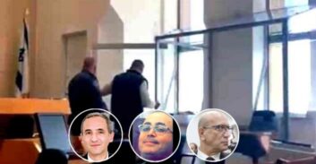 שרמן מטיח "שרמוטה" בזגורי, שמנפץ את זכוכית תא הנאשמים, השופטים בשלהם