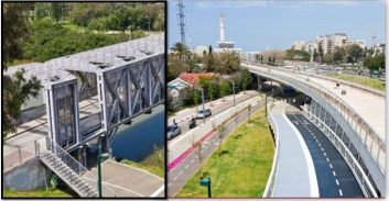 תל אביב: נחנך גשר חדש להולכי רגל ולרוכבי אופניים באזור הירקון